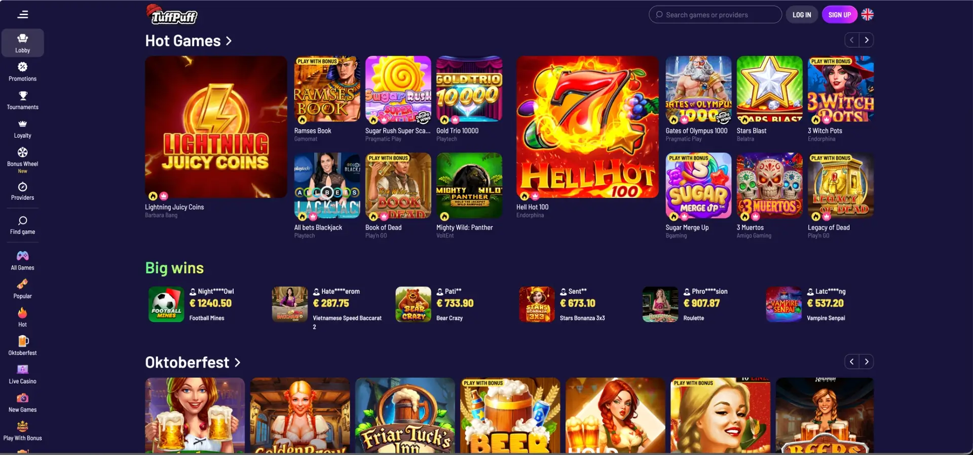 Tuffpuff hot games and seasonal pokies