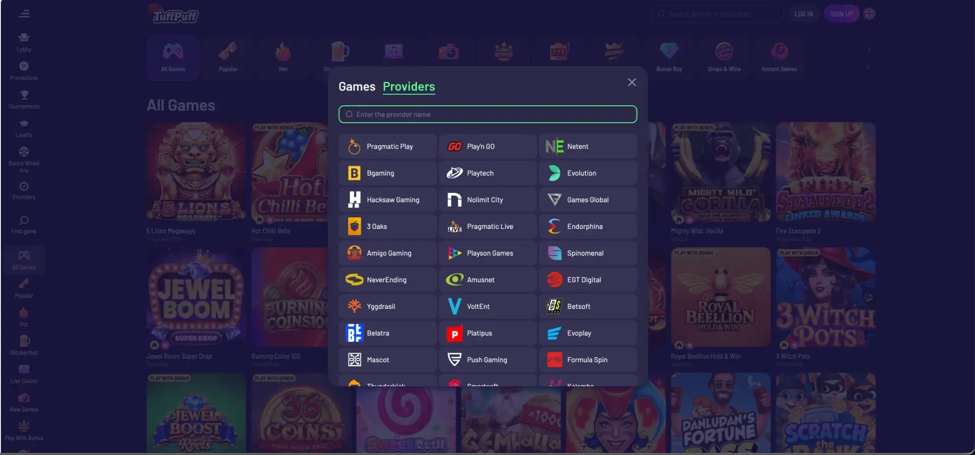 Tuffpuff game provider directory